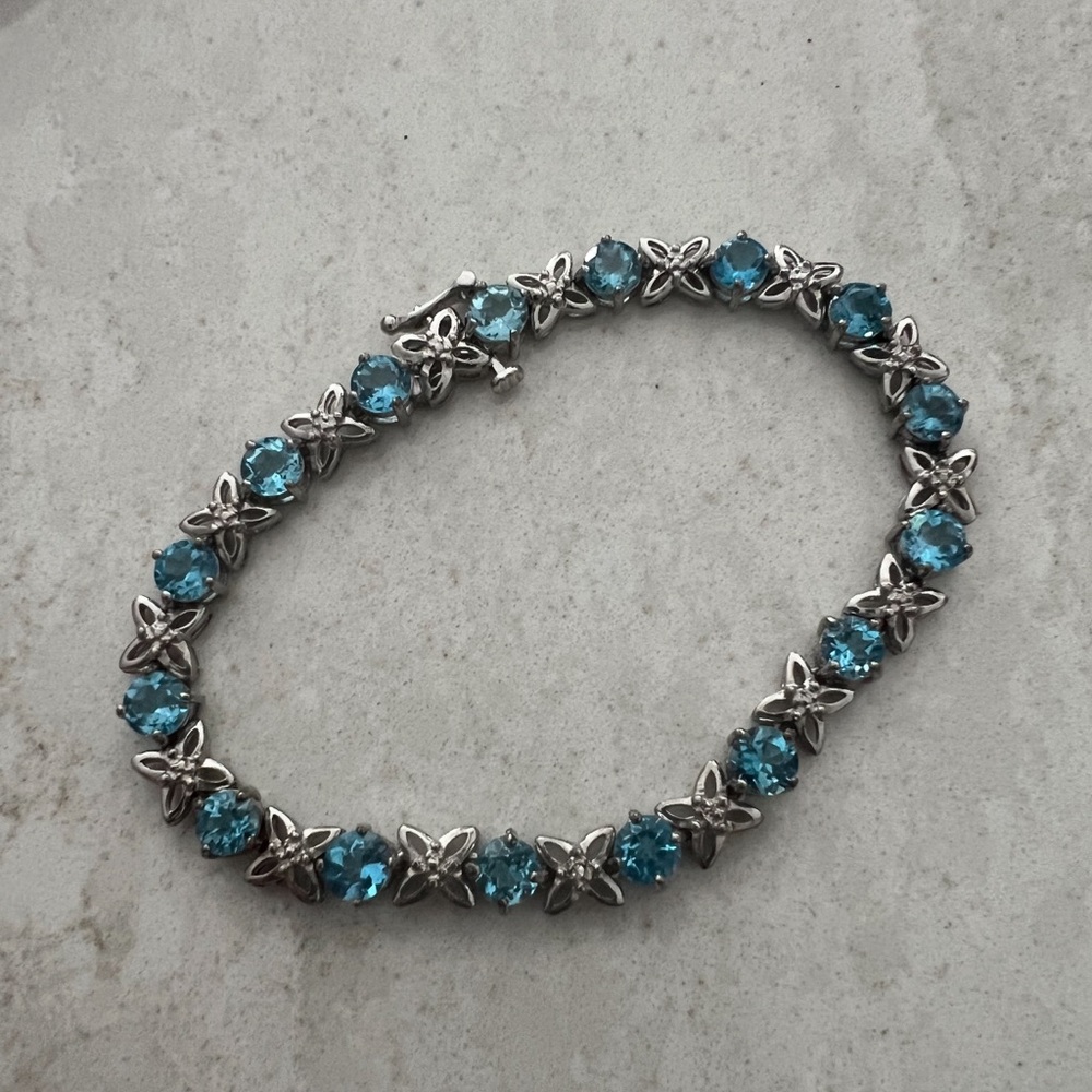 Elegant Sterling Silver and Blue Topaz Bracelet